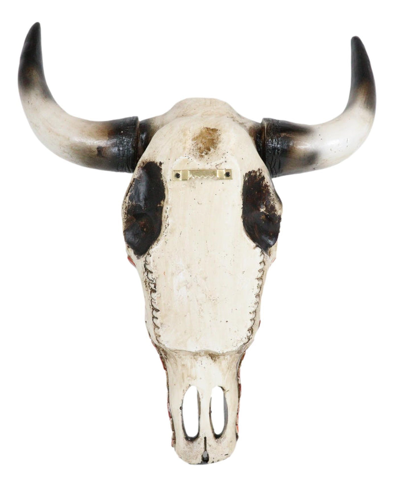 Southwest Steer Cow Skull With Turquoise Gold And Red Teardrop Gems Wall Decor