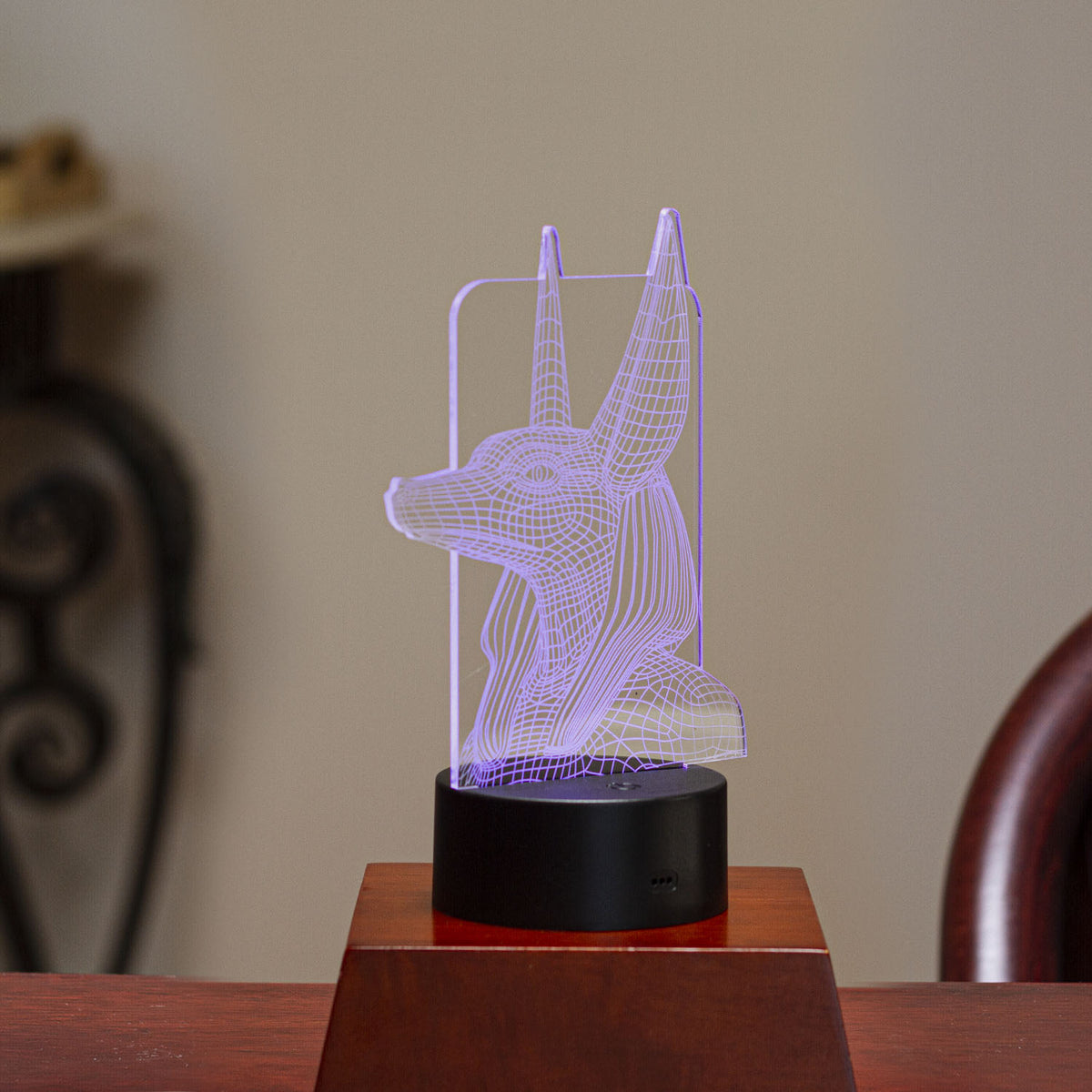 Egyptian God Of Afterlife Anubis Acrylic Art Panel Colorful LED Night Light