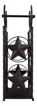 Cast Iron Western Rustic Lone Stars Horseshoes Toilet Paper Holder Stand Station