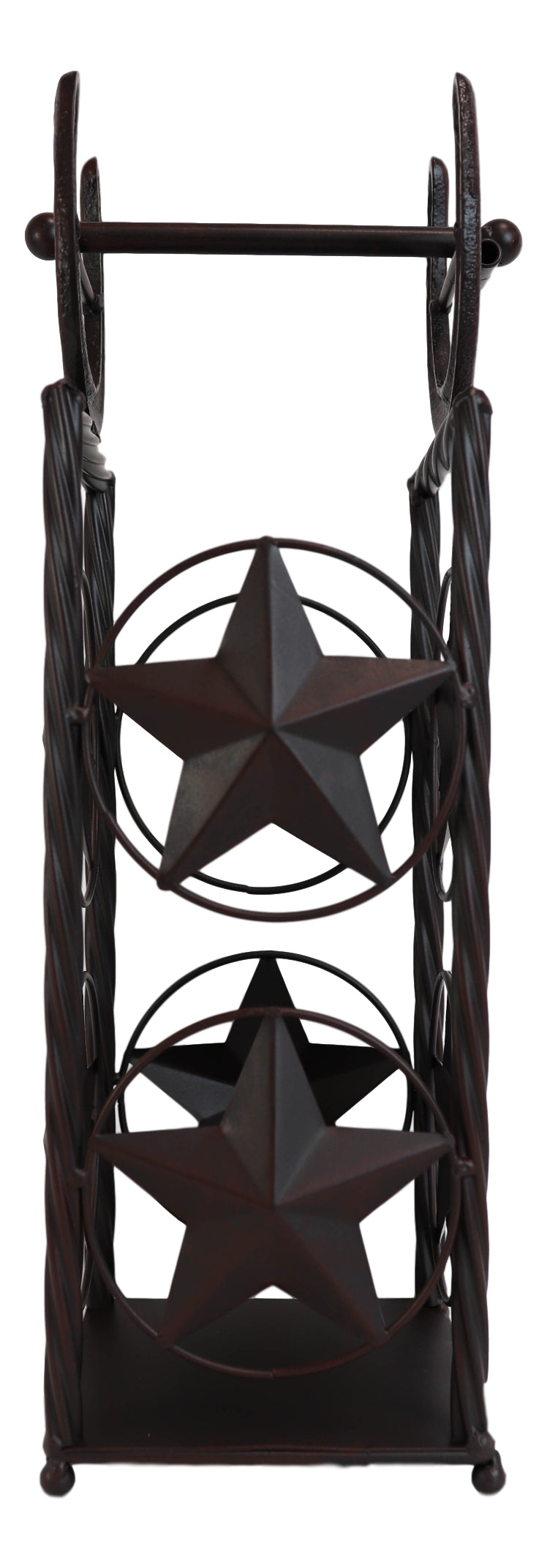 Cast Iron Western Rustic Lone Stars Horseshoes Toilet Paper Holder Stand Station