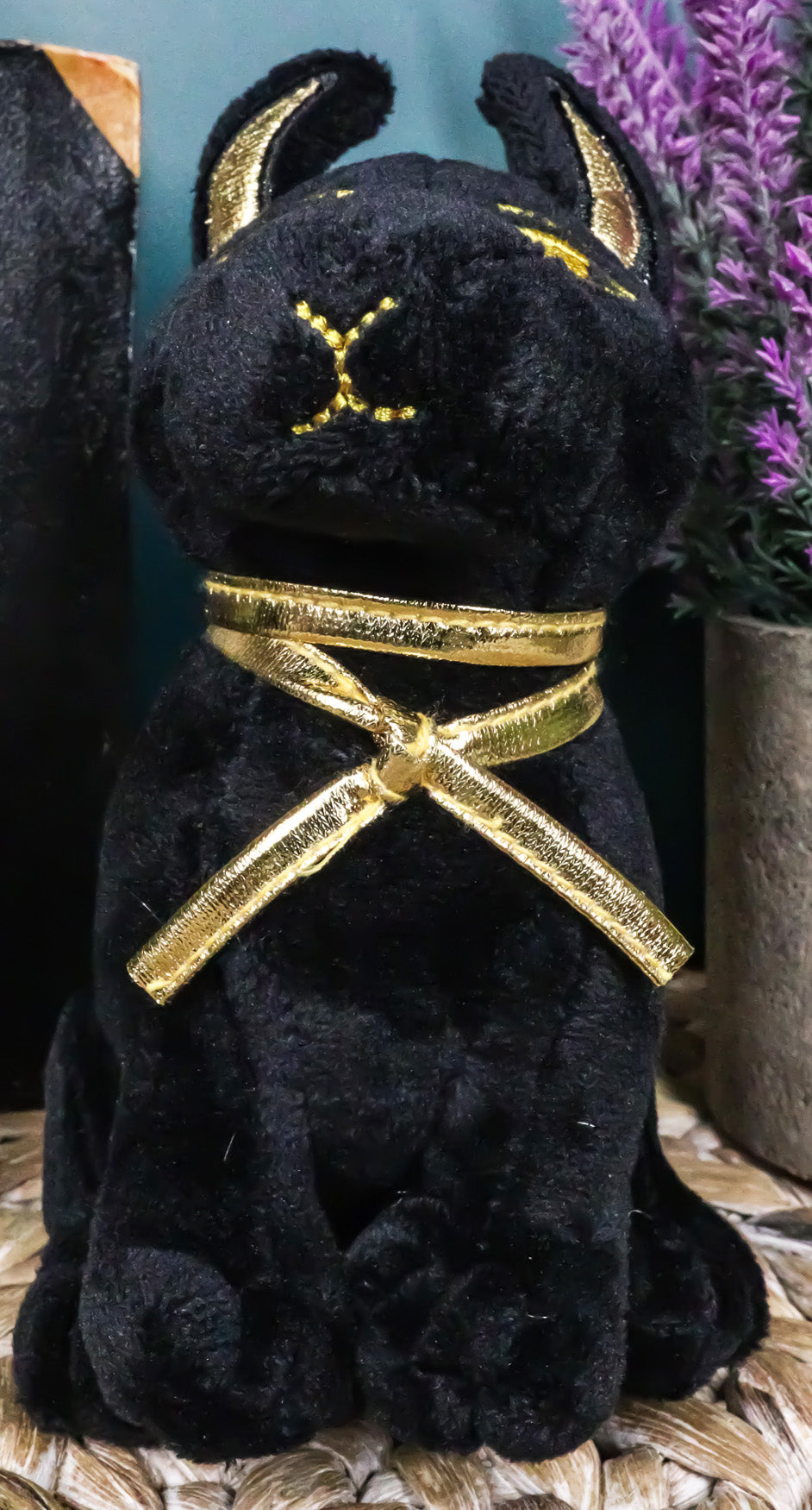 Ebros Small Black & Gold Egyptian Anubis Dog Plush Toy Soft Doll God of Afterlife Jackal Collectible 6" H - Ebros Gift