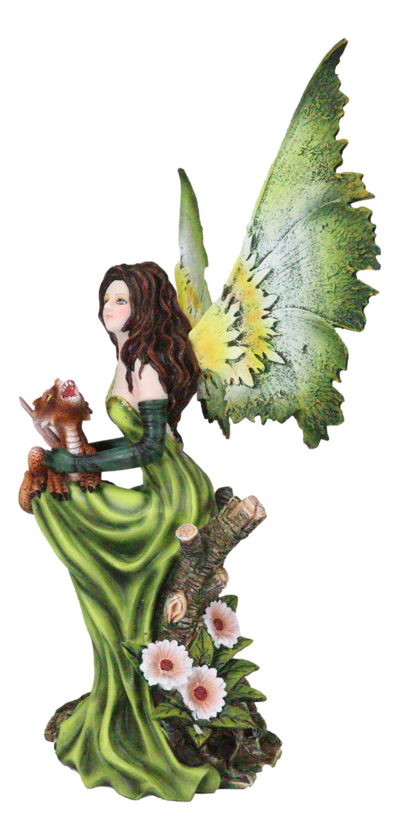 Princess Of The Forest Tribal Fairy With Red Dragon Pixie Wyrmling Statue