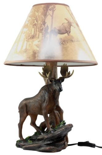 Wildlife Nature Bull Moose Grand Elk Desktop Table Lamp With Nature Shade 20"H
