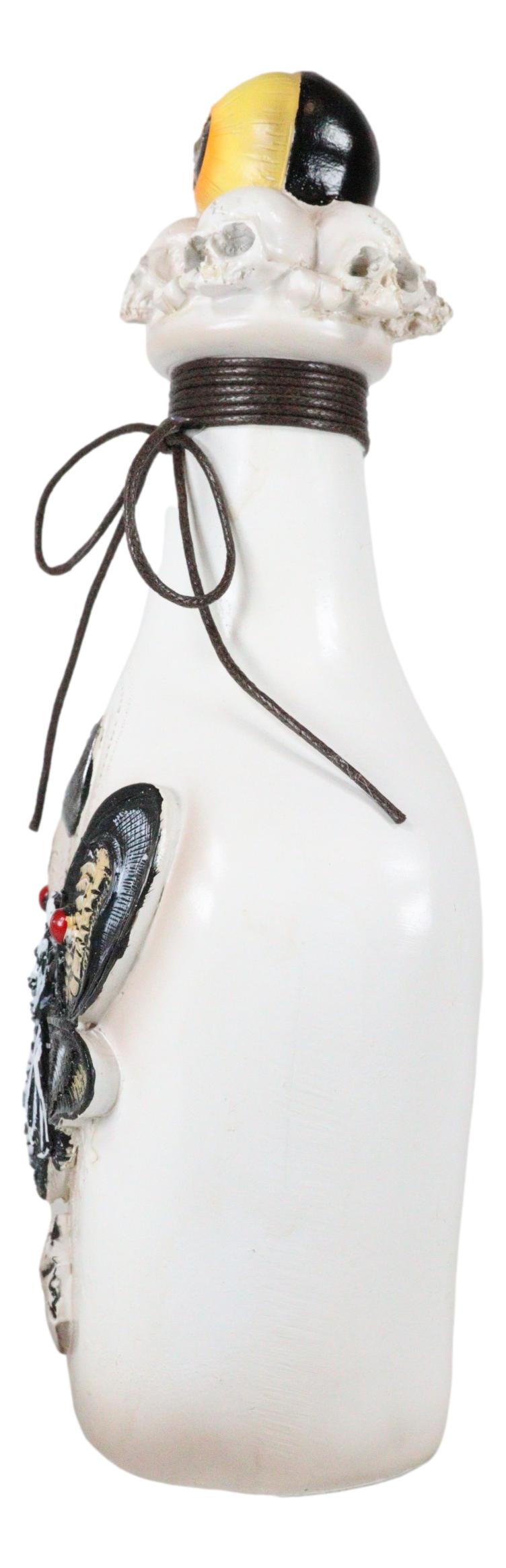 Wicca Black Skull Moth Crescent Moon And LED Witch Eyeball Faux Potion Bottle