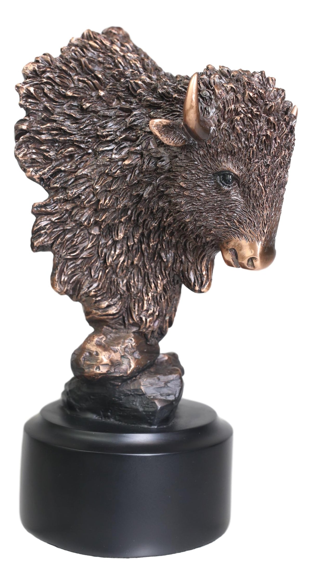 Ebros Rustic Southwestern American Bison Bust Electroplated Bronze Finish Statue - Ebros Gift