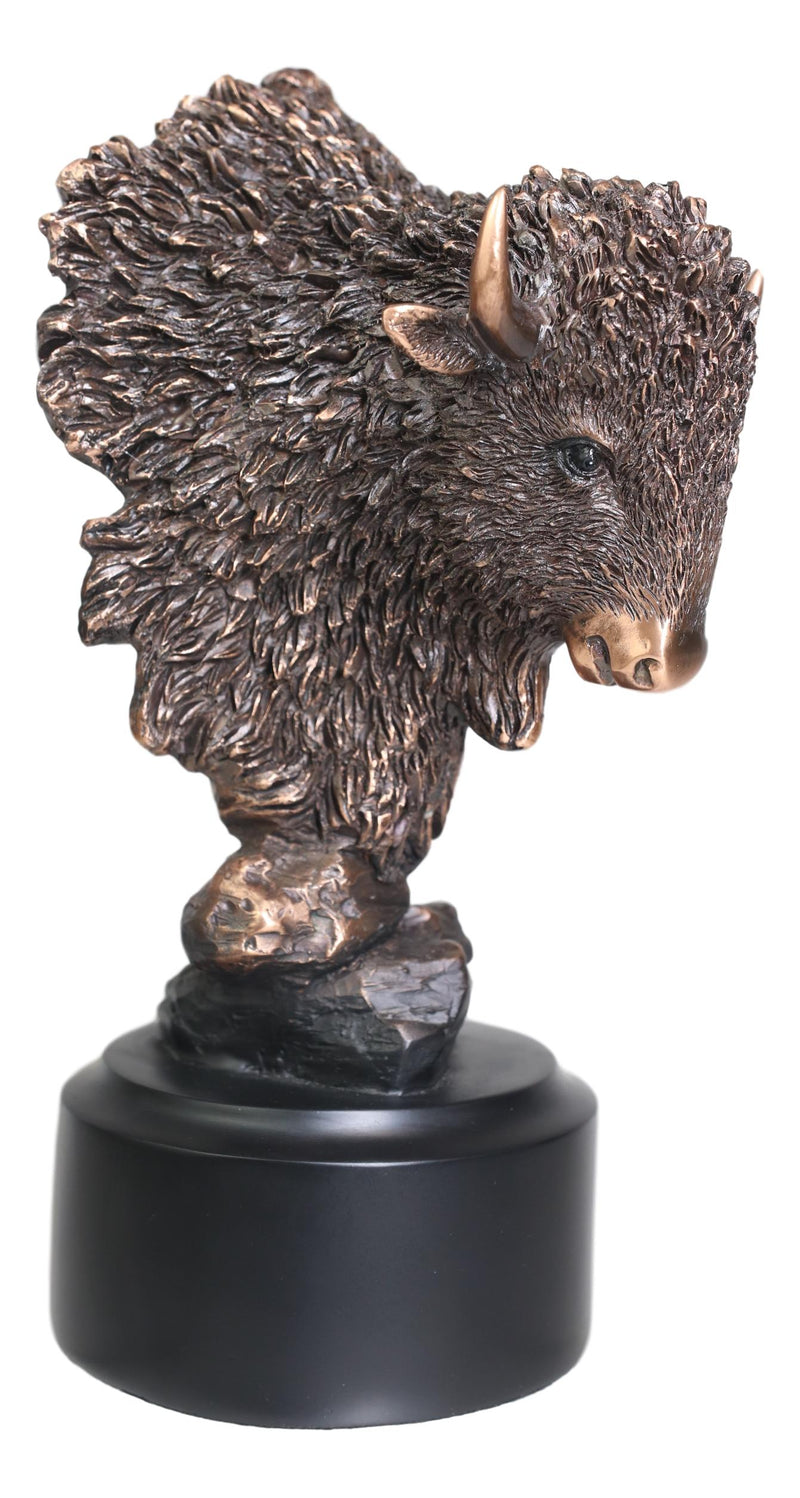 Ebros Rustic Southwestern American Bison Bust Electroplated Bronze Finish Statue