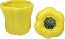 Ebros 10" H Ceramic Yellow Bell Pepper Vegetable Canister Container Jar With Lid - Ebros Gift