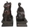 Sitting And Crouching Feline Cat Resin Bookends 7" Tall Abstract Cat Statue Set