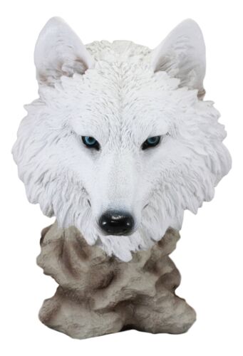 Ebros Large Ghost Albino Arctic Snow White Wolf Head Bust Desk Plaque Statue 16.5" Tall Direwolf Timberwolves