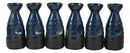 Glazed Ceramic Blue And Black Japanese Wine Sake Tokkuri Flask Pack of 6 Flasks