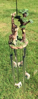 Ebros Safari Giraffe Mother And Calf By The Trees Resonant Relaxing Wind Chime