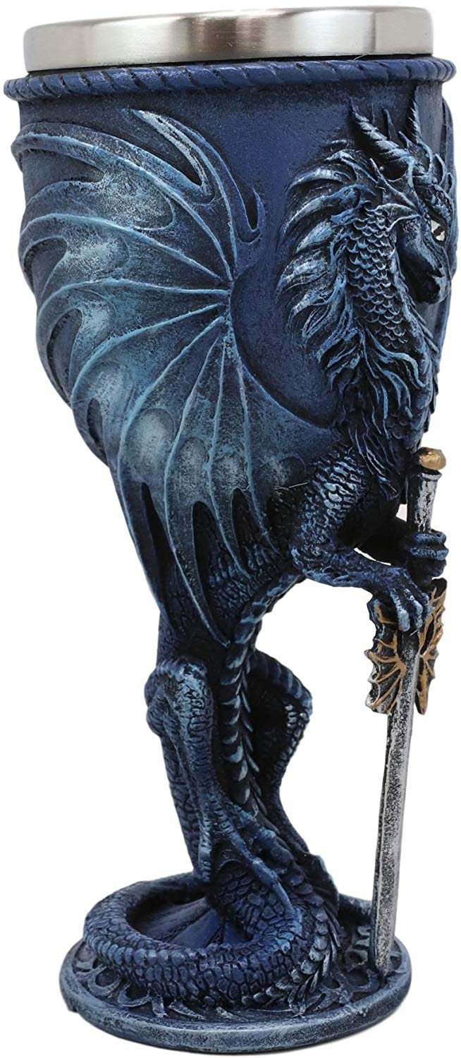 Ebros Ruth Thompson Dragon's Lair Sea Blade Drake 8oz Wine Goblet Chalice Cup