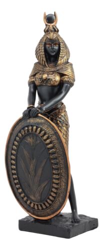 Ebros Egyptian Theme Isis Holding Shield Bronzed Resin Statue Sculpture Figurine - Ebros Gift