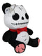 Ebros Furry Bones Skeleton Pandie Panda with Red Bow Tie Plush Toy Doll 6" Tall