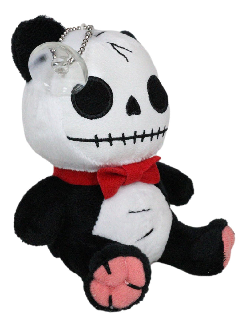 Ebros Furry Bones Skeleton Pandie Panda with Red Bow Tie Plush Toy Doll 6" Tall