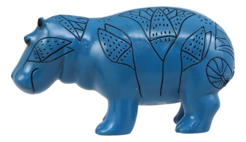 Ebros Egyptian Goddess Taweret Statue 6" Long Blue Nile River Hippopotamus Fertility Deity with Hieroglyphs Figurine Hippo Talisman As Gods of Egypt Pharaoh Kingdom - Ebros Gift