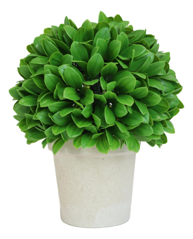 Home And Garden 10"H Green Artificial Faux Boxwood Topiary Ball In Vase Pot
