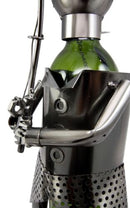 Ebros Camper Fishing Fisherman Catching Fish Hand Made Metal Wine Bottle Holder