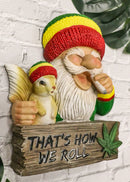 Good Vibes Gypsy Rasta Gnome Smoking Weed Roll With Squirrel Wall Decor Sign