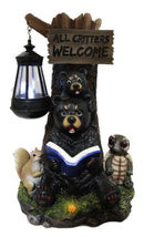 Ebros Gift Whimsical Forest Bedtime Story Mother Bear With Baby Cub Turtle And Squirrel Solar LED Light Lantern Welcome Sign Statue Fairy Tales Nursery Rhymes Guest Greeter Figurine Decor