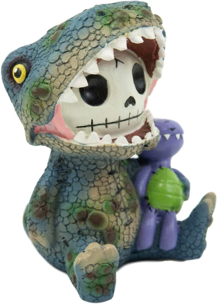Ebros Larger Furry Bones Rex The Tyrannosaurus and Purple Dinosaur Skeleton 4"H - Ebros Gift