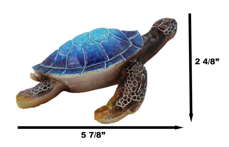 Nautical Ocean Blue Hues Giant Sea Turtle Swimming Decorative Figurine Tortoise