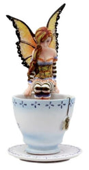 Ebros Amy Brown Fantasy Teacup Mocha Coffee Fairy Figurine Warm Toes 6.5"H