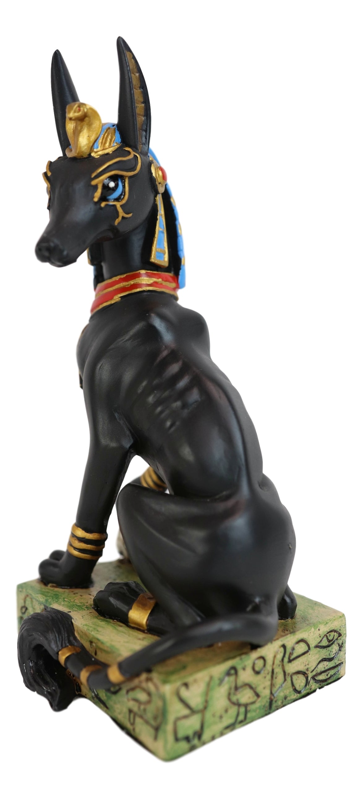 Egyptian God Of The Dead Anubis With Uraeus Crown Standing On Mummy Skull Statue