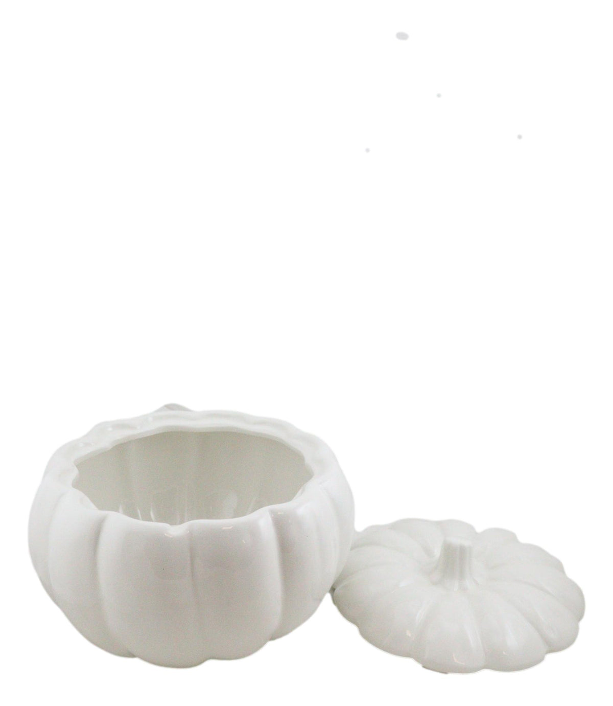 Ebros Ceramic Stoneware White Harvest Pumpkin Bowl With Lid 6"Diameter X 2Pieces