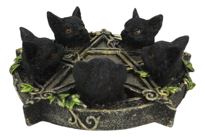 Celtic Wiccan Pentagram Ivy Penta 5 Black Cats Witching Hour Incense Burner