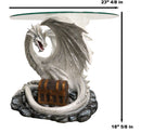 Pendragon Ryu Ice Frost Dragon Guarding Treasure Coffee Side Table With Glass