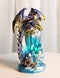 Purple And Gold Cosmic Dragon On Blue Crystal Stalactite Rock LED Light Statue