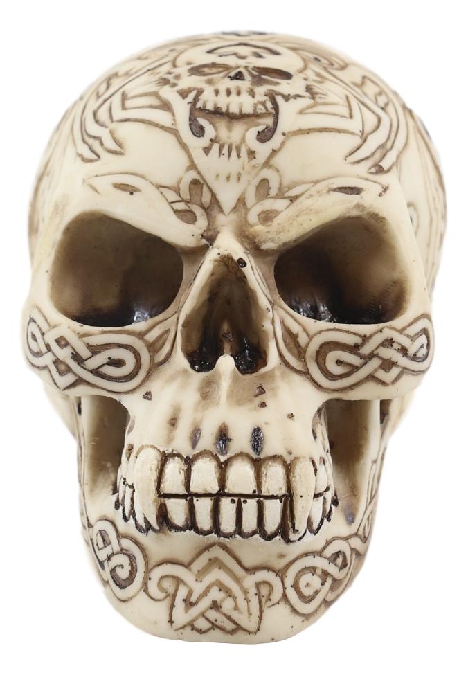 Ossuary Mayan Bone Cream Death Warrior Tribal Tattoo Skull Skeleton Figurine 4"H