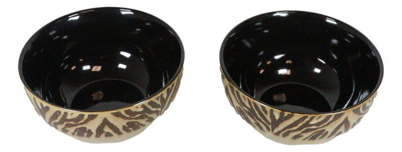 Pack Of 2 Safari Savanna Jungle Tiger Print Abstract Soup Cereal Bowls 20oz