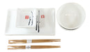 Japanese Ancient Leaf Calligraphy Ceramic Sushi Dinnerware 10pc Set For Two