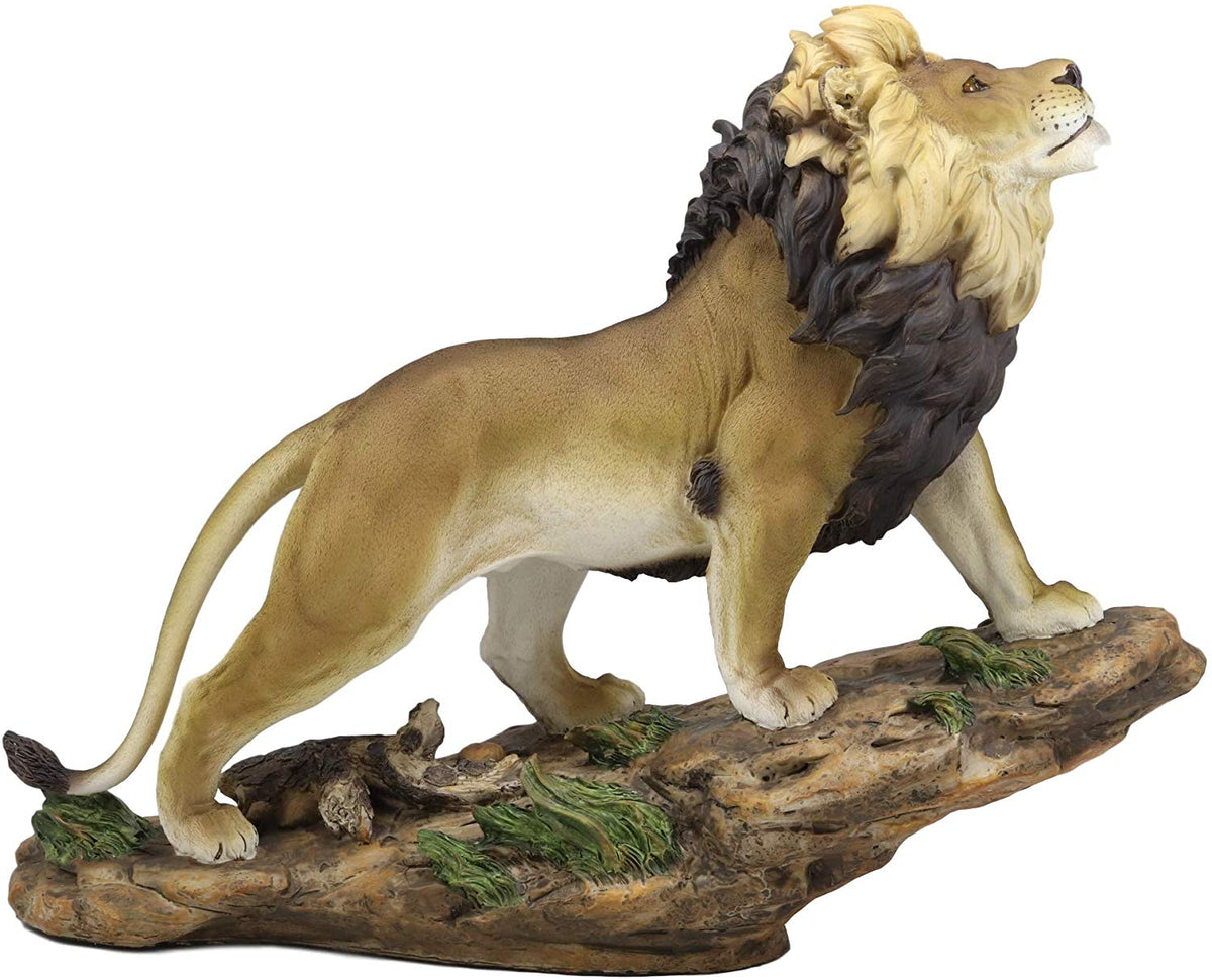 Large African Wildlife King Lion Simba Ascending On Pride Rock Statue 16.25"L