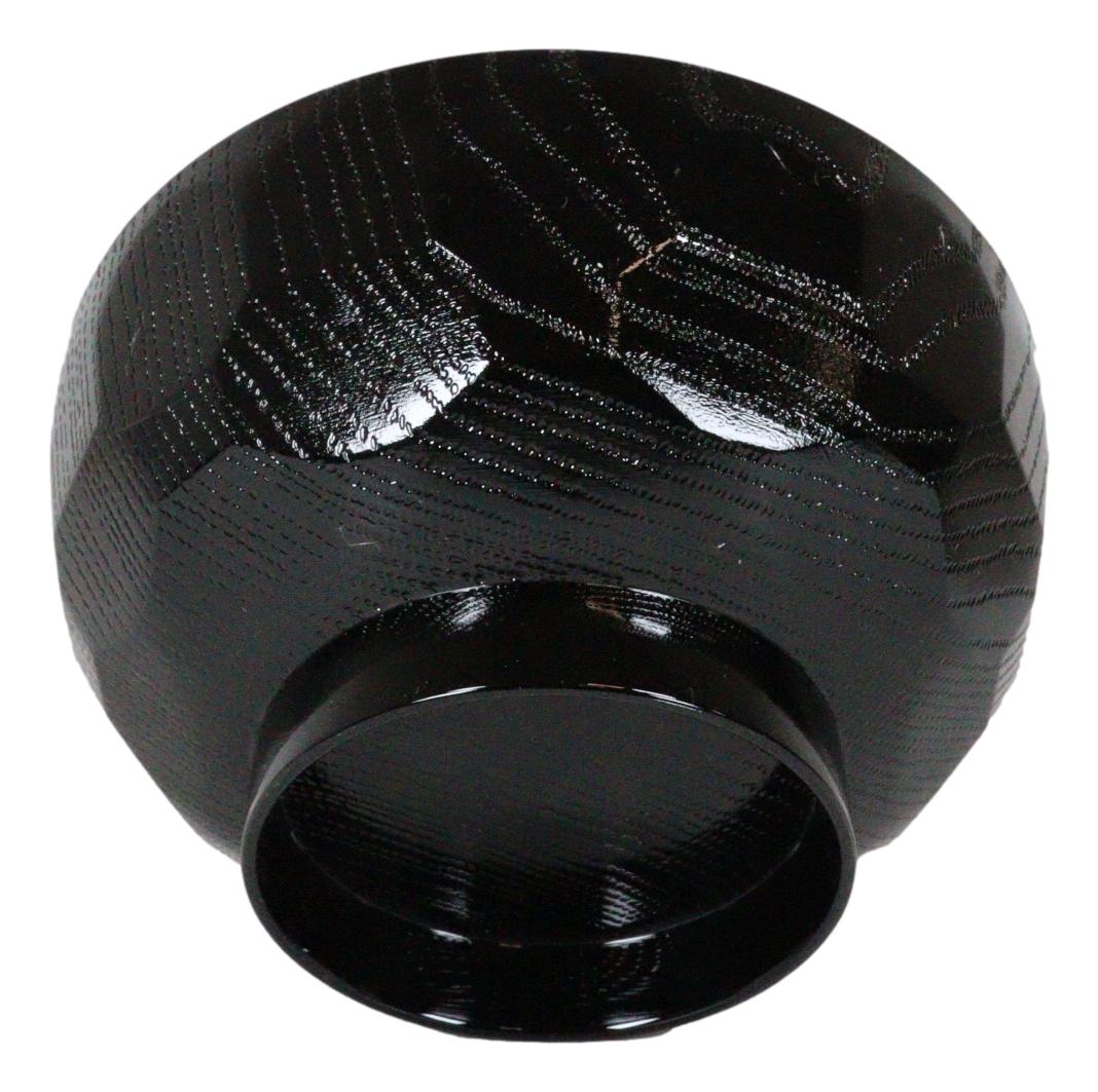 Ebros Japanese Contemporary Black Lacquer Ridged Bowls Made In Japan Set of 6