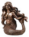 Ebros Nautical Coastal Beach Mermaid Wine Holder Figurine in Bronze Finish Resin