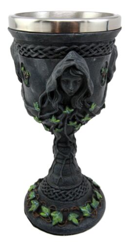 Ebros Gift Triple Goddess Wine Goblet Chalice 10oz Cup Wiccan Ritual Mother Maiden Crone Decor