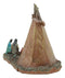 Native American Indian Chief and Elders Building Fire By LED Tipi Tent Statue
