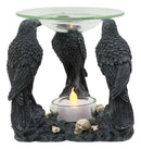 Ebros Skull Graveyard With Three Ravens Oil Warmer Statue Wax Tart Burner Aroma Scent