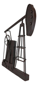 Ebros Rustic Metal Vintage Oil And Gas Derrick Rig Pump Jack Wall Art Decor 3D Plaque