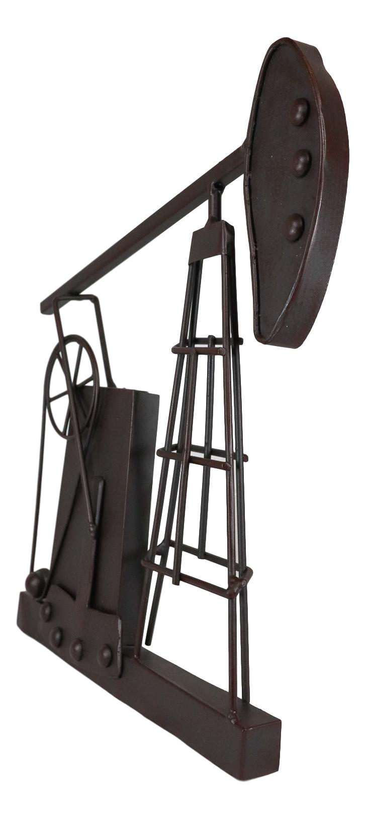 Ebros Rustic Metal Vintage Oil And Gas Derrick Rig Pump Jack Wall Art Decor 3D Plaque