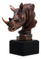 Black African Rhinoceros Bust Statue 7.5"H Rhino Monolith Bronze Electroplated