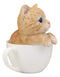 Ebros Lifelike Orange Tabby Cat Teacup Pet Pal Statue 5.75" Tall