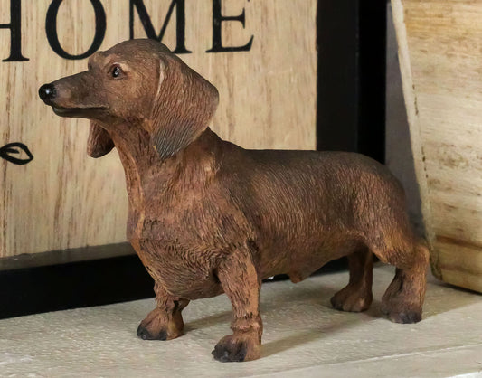 Adorable Lifelike Pet Pal Chocolate Dachshund Sausage Dog Miniature Figurine - Ebros Gift