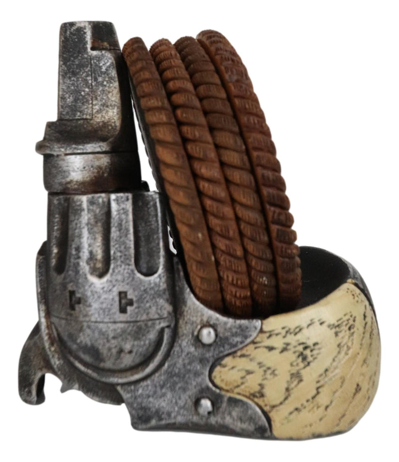 Rustic Western Pistol Revolver Gun Coaster Set With 4 Braided Ropes Coasters