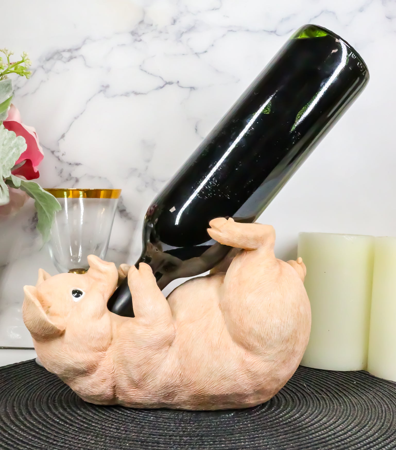Babe Farm Pink Pig Wine Holder Decor Statue Whimsical Practical Pig Wi