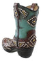 Western Cowboy Cowgirl Silver Beads Turquoise Boot Make Up Tools Or Pen Holder