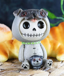Ebros Furry Bones Pugsley Grey Pug Costume Skeleton Monster Sitting Up Figurine